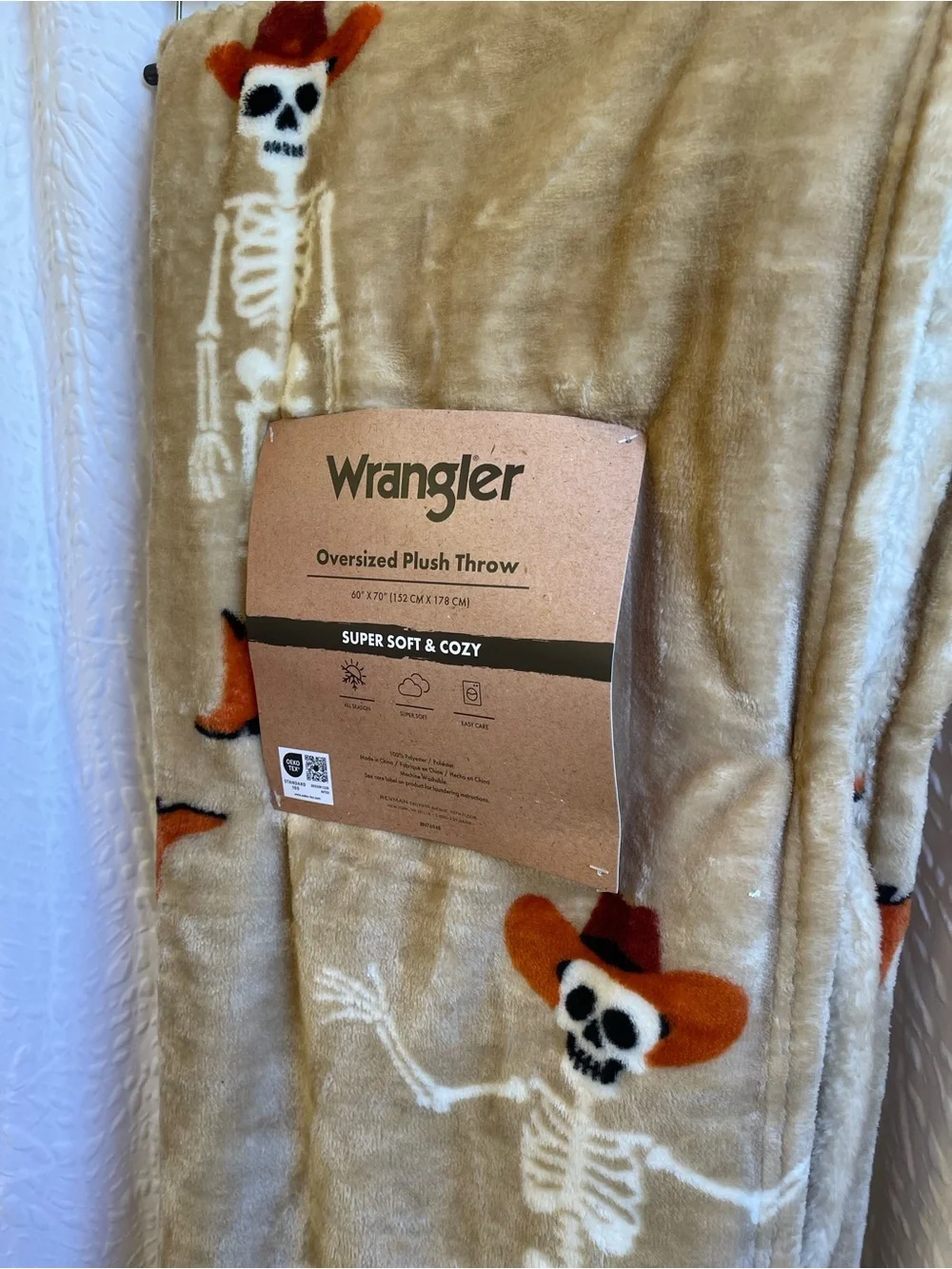 Wrangler Cowboy Skeleton Oversized Plush Throw Blanket 60x70 - NWT **